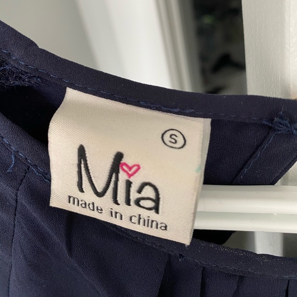 Navy long sleeve lace detailed romper - Picture 2 of 4